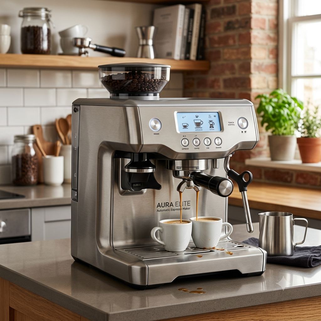 Cafetera Espresso Automática de Acero Inoxidable